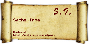 Sachs Irma névjegykártya